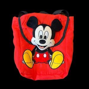 Disney Jr Mickey Mouse Bag Backpack with Plush 3D Head Red, New with Tags